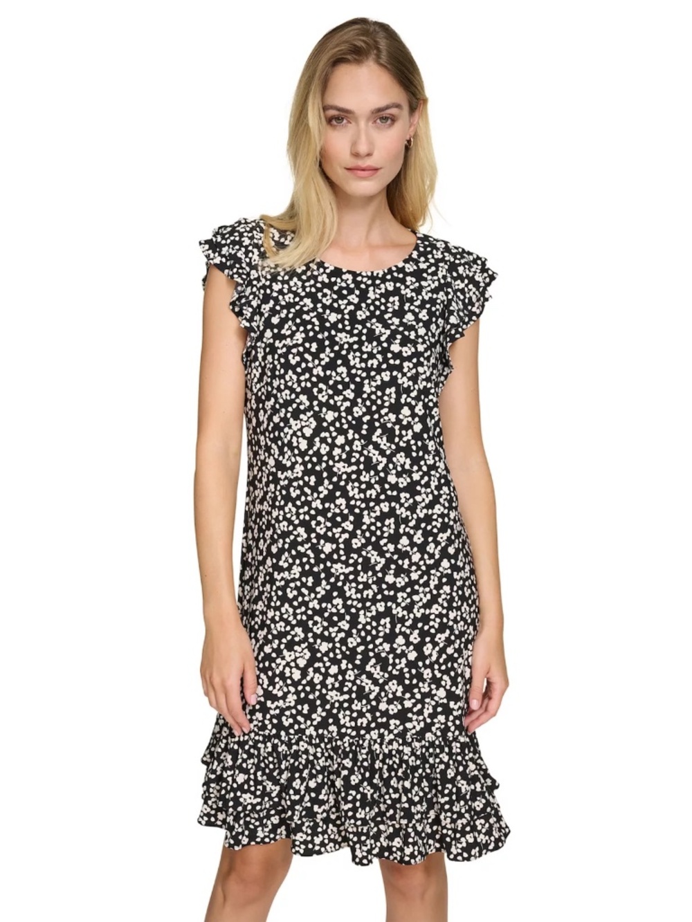 Harper Rose Black and White Polka Dot Ruffle Dress Size 16